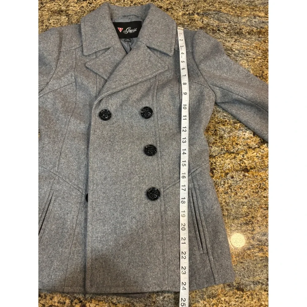 GUESS Women's Gray Wool Blend Pea Coat Jacket Double Breasted Size XS - Picture 7 of 11